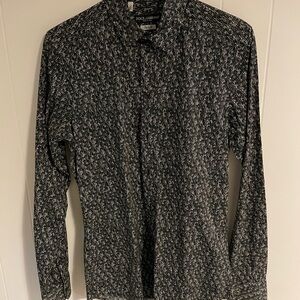 Dolce & Gabbana Gold Men's Black and Gray Patterned Shirt 15/38